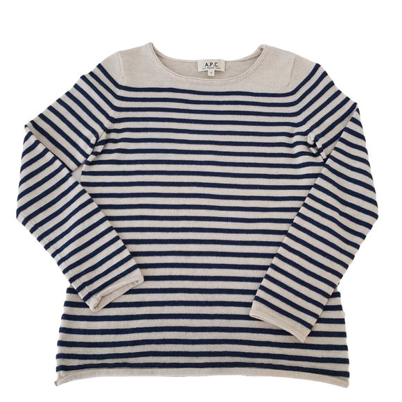 A.P.C. Sweaters - APC Stripe Pullover Italian Yarn Wool Cotton Cashmere Sweater Womens Small